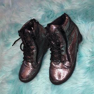 silver wedge sneakers